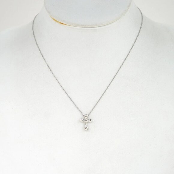 Tiffany & Co. Cross Necklace 16" Platinum PT950 Peretti Auth w/Bag - Picture 1 of 8